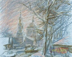 Зима на Васильевской (пастель)